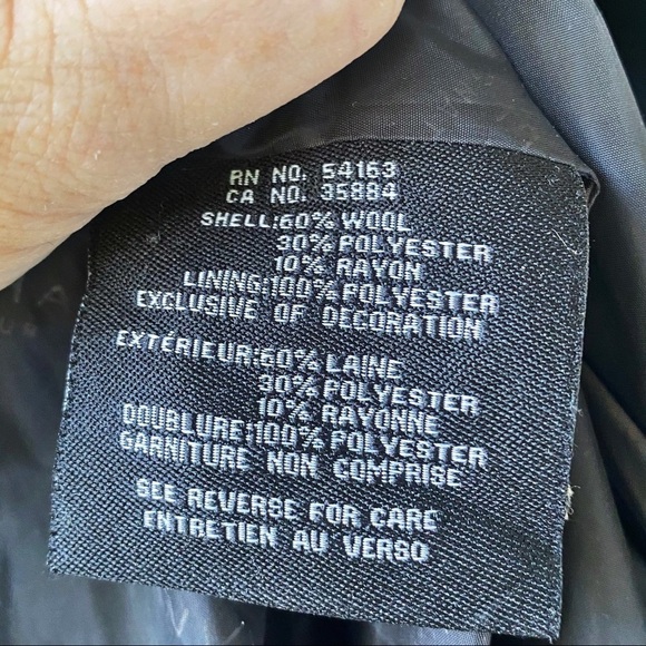 COLE HAAN WOOL BELTED SHAWL HIGH COLLAR WRAP COAT BLACK FORMAL OLD MONEY, 12 - Picture 12 of 15